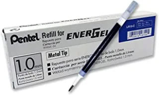 حبر إعادة تعبئة Pentel لقلم جل سائل Bl60 Energel ، 1.0 مم ، رأس معدني ، حبر أزرق ، صندوق 12 (Lr10-C-12)