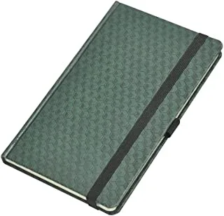 FIS 96 Sheets Italian PU Cover Ivory Paper Single Ruled Notebook with Elastic Band and Pen Holder, 13 cm x 21 cm Size, Green