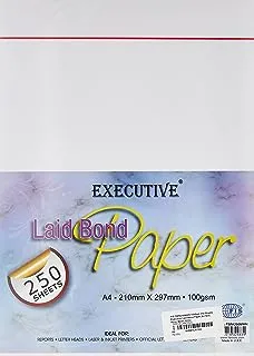 FIS FSPA250MWH 100Gsm 250 Sheets Executive Laid Bond Paper, A4 Size, Moon Beam White