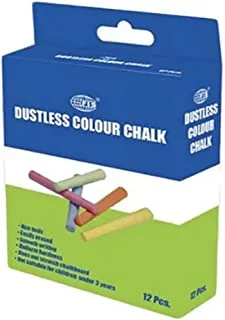 FIS Dustless Color Chalks, Box Of 12 Pieces