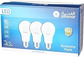 Alfanar WW 6W LED Bulb - (3 Pcs Economy Pack) ENERGY EFFICIENT Yellow LEDT-BULB6WWG2-PR