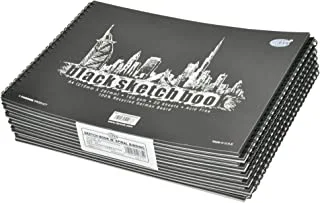 FIS 12-Piece Black Spiral Sketchbook A4 Acid Free Paper, 20-Sheets, 160GSM - FSSKS20BKA4160