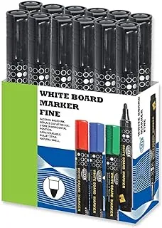 FIS White Board Fine Markers 12-Pieces, Black
