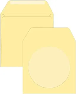FIS FSEE1021GWCB25 100GSM Executive Laid Paper CD/DVD Envelopes Glued with Window 25-Pieces, 125 mm x 125 mm Size, Cream