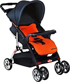 BABY PLUS BP4959 Foldable and Multifunctional Stroller, Navy/Orange