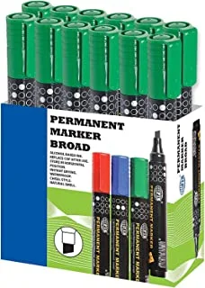 أقلام تعليم عريضة دائمة 12 قطعة من Fis ، أخضر