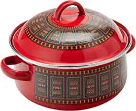Al Rimaya Enamel Casserole Pot, 22 cm Size, Red