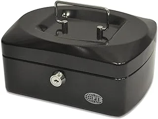 FIS FSCPTS0130BK Steel Cash Box with Key Lock, 205 mm x 160 mm x 90 mm Size, Black