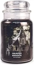 شمعة معطرة بجرة صيدلية زجاجية كبيرة من Village Candle Haunted Mansion، 21.25 أونصة، أسود