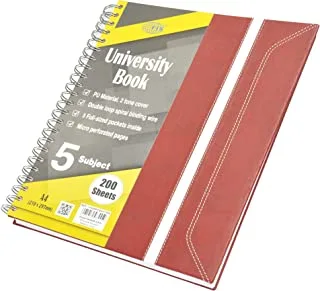 FIS 200 ورقة، كتاب جامعي 5 مواد، مقاس A4، متعدد الألوان