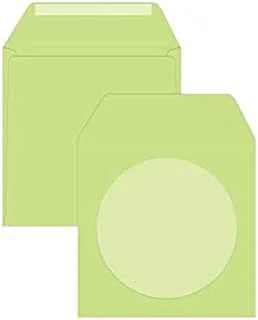 FIS FSEE1021GWGB25 100GSM Executive Laid Paper CD/DVD Envelopes Glued with Window 25-Pieces, 125 mm x 125 mm Size, Green