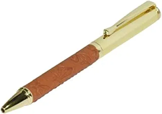 FIS FSPNGPUBRD6 أقلام ذهبية مع غلاف بولي يوريثان إيطالي منقوش وصندوق هدايا ، بني