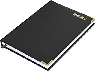 FIS 2023 A5 Diary,Gold Corenrs,English Vinyl 1Side Padded Black -FSDI22E23BK