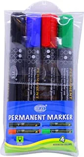 أقلام ماركر رفيعة دائمة من FIS - 4 قطع (ألوان متنوعة)