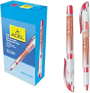 Adel 103021 Needle Point 0.5 mm Tip Roller Pen 12-Pieces, Red