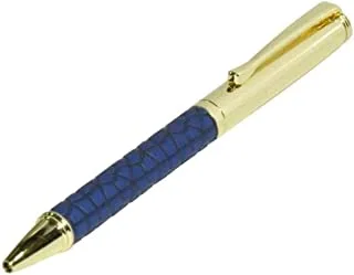 FIS FSPNGPUBLD4 أقلام ذهبية مع غلاف PU إيطالي منقوش وصندوق هدايا ، أزرق