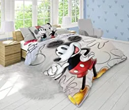 Disney Mickey & Minnie Mouse 3 Pcs Kids Bedding Set - Super Soft & Fade Resistant - Includes Reversible Comforter, Pillow Sheet, Bed Sheet, & Cushion - Celebrate Disney 100th Anniversary in Style