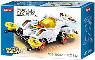 Sluban Power Bricks Series - Racing Car Building Blocks 61 PCS - For Children 6+ Years Old - White