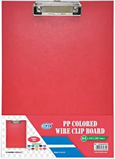 FIS Colored Polypropylene Single Clip Board with Wire Clip, A4 Size, Pink