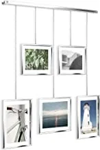 Umbra Exhibit Picture Frame Gallery Set Adjustable Collage Display For 5 Photos, Prints, Artwork & More Holds Two 4 X 6 Inch And Three 5 X 7 Inch Images, Normal, Chrome, 5 Opening