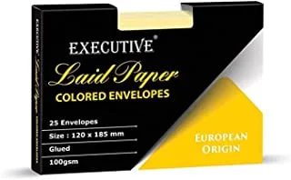 FIS FSEE1020GCRB25 100GSM Executive Laid Paper Glued Envelopes 25-Pieces, 120 mm x 185 mm Size, Cream