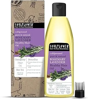 Soulflower Rosemary Lavender Oil For Healthy Hair, Scalp, Hair Roots - 100% Pure & Natural Undiluted Coldpressed Oil, 225 ml