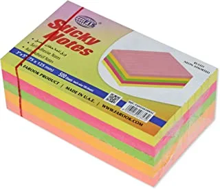 FIS Sticky Note Pad, 3X5 inches, Pack of 5, Ruled 5 Assorted Neon Color -FSPO3X5RN5C