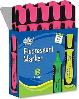 قلم ماركر فلورسنت من اف اي اس ، 10 قطع ، وردي