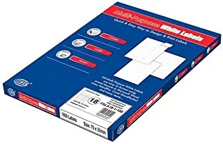 FIS FSLA18-1-100 18 Stickers Multipurpose Laser Label 100 Sheet, A4 Size, White