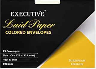 FIS FSEE1042PGRB25 100GSM Peel and Seal Executive Laid Paper Envelopes 25-Pieces, 229 mm x 324 mm Size, Green