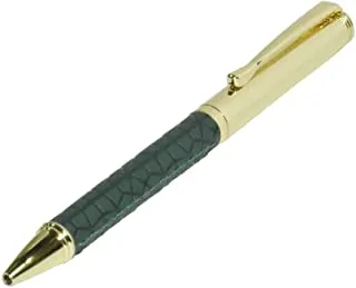 FIS FSPNGPUGRD4 أقلام ذهبية مع غلاف PU إيطالي منقوش وعلبة هدايا ، أخضر