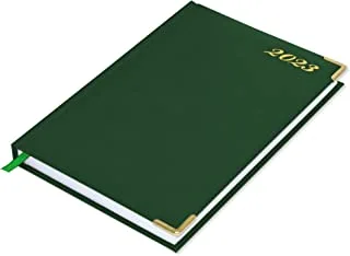 دفتر يوميات مقاس A5 من Fis 2023 ، ذهبي ، فينيل إنجليزي ، 1 جانب أخضر مبطن - FSDI22E23GR