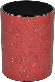 FIS FSPHPUMRD6 Italian PU Pen Holder with Embossed Designs and Sewing, Maroon