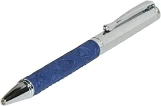 FIS FSPNSPUBLD3 Pen with Embossed Italian PU Wrapper and Gift Box, Silver/Blue