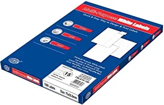 FIS FSLA15-100 15 Stickers Multipurpose Laser Label 100 Sheet, A4 Size, White