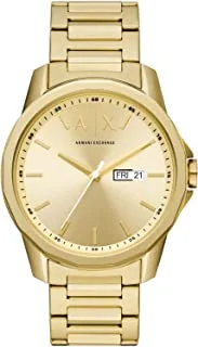 A|X Armani Exchange Armani Exchange Men's Analogue Quartz Watch with Stainless Steel Strap AX1734, Gold, bracelet
