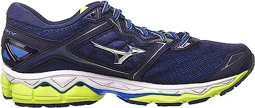 MIZUNO J1GC170203 Wave Sky Men's Running Shoes, Peacoat/Silver/Safety Yellow
