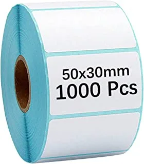ملصقات حرارية مباشرة قابلة للطباعة من ECVV ملصقات ذاتية اللصق ، 2 × 1.18 بوصة 1000 ملصق / لفة ورق الباركود عنوان الشحن البريدي فارغ ، 50 مم × 30 مم