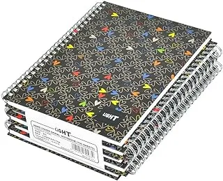 FIS LINBSA51704 Single Line 100 Sheets Spiral Hard Cover Notebook 5-Pieces, A5 Size