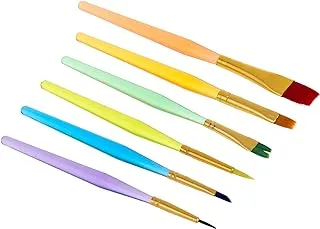 Artmate Artist Brushes Assorted Colors, 6 Brushes, Plastic Handle In Blister Pack - Jiabbt-6-b