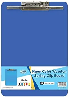 Fis Neon Color Wooden Spring Clip Board, A4 Size, Blue