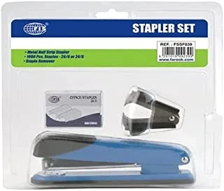 FIS FSSF039 Metal Half Strip Stapler with Staple Pin and Staple Remover Set 1000 Pins