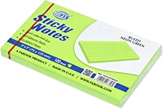 FIS Sticky Note Pad, 3X5 inches, Pack of 12, Ruled Neon Green -FSPO3X5RNGR