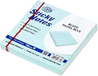 FIS Sticky Note Pad, 3X3 inches, Pack of 12, Ruled Pastel Blue -FSPO3X3RPBL