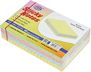 FIS Sticky Note Pad, 4X6 inches, Pack of 4, Ruled 4 Assorted Pastel Color -FSPO4X6RP4C