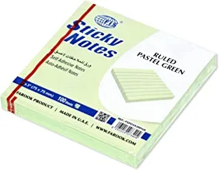 FIS Sticky Note Pad, 3X3 inches, Pack of 12, Ruled Pastel Green -FSPO3X3RPGR