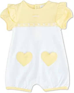 MOON 100% Cotton Short Sleeves Romper 6-9M Yellow - Lemon Hearts