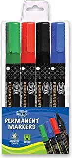 FIS Broad Permanent Markers 4-Pack, Assorted Colors