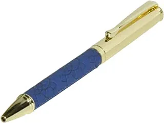 FIS FSPNGPUBLD5 أقلام ذهبية مع غلاف PU إيطالي منقوش وصندوق هدايا ، أزرق