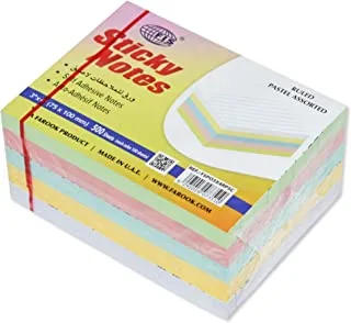 FIS Sticky Note Pad, 3X4 inches, Pack of 5, Ruled 5 Assorted Pastel Color -FSPO3X4RP5C